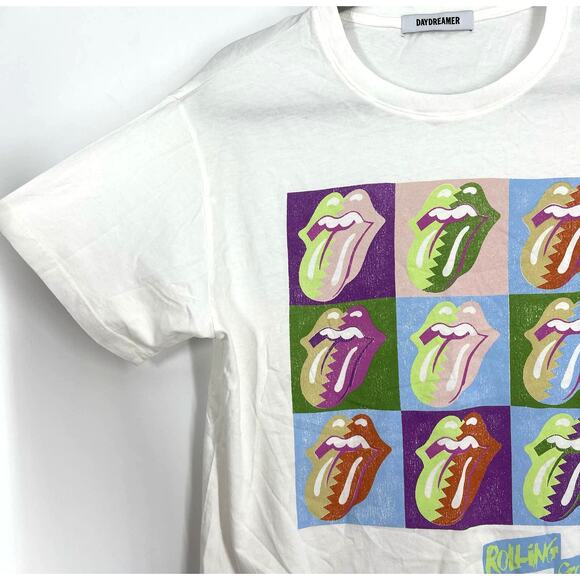 Daydreamer Rolling Stones 9 Licks Boyfriend Tee White Small NWOT - Picture 4 of 6